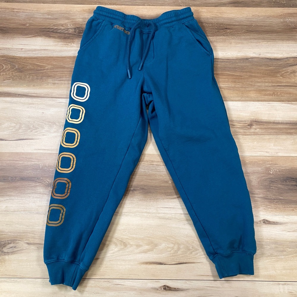Overtime Joggers Mens Small Streetwear Cotton Blend Graphic Sweatpants Teal Blue